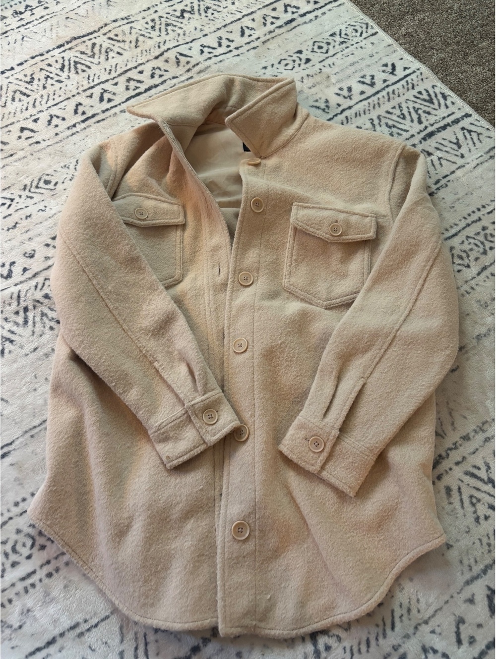 Hilary Radley Beige Button-Up Wool Blend Jacket M